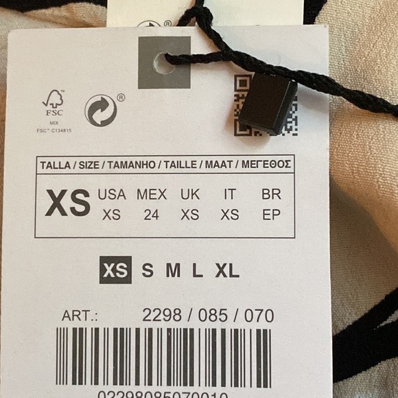 NWT.  Zara Black/Ecru Floral Print Shirt Midi Dress. Size XS. - Picture 8 of 10